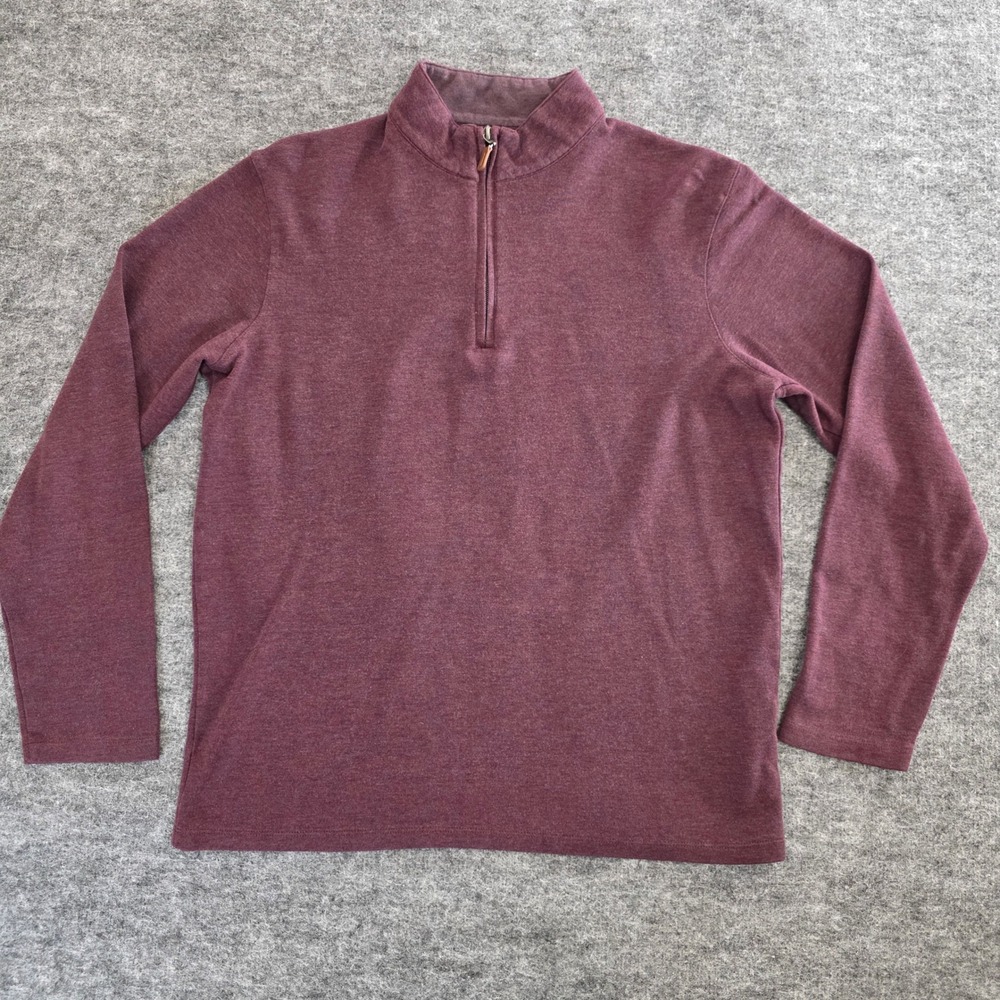 Mizzen+Main Quarter Zip Mens Medium Burgundy Heather  Pullover Casual Sweater‎